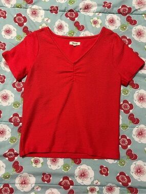 Madewell Coral V-Neck Top size XS